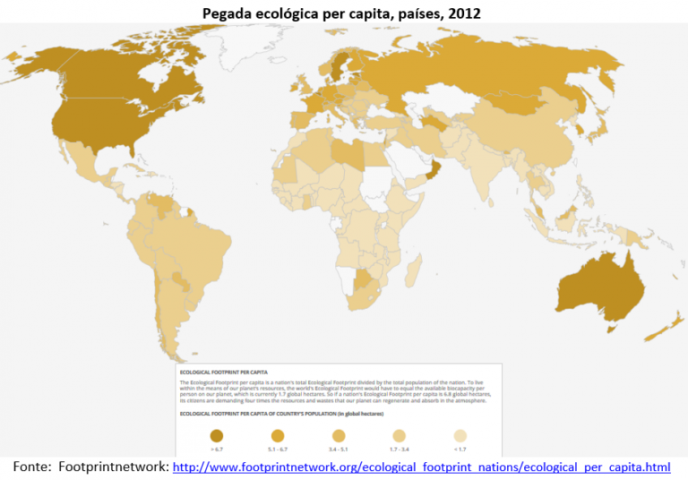 O mapa da Pegada Ecológica