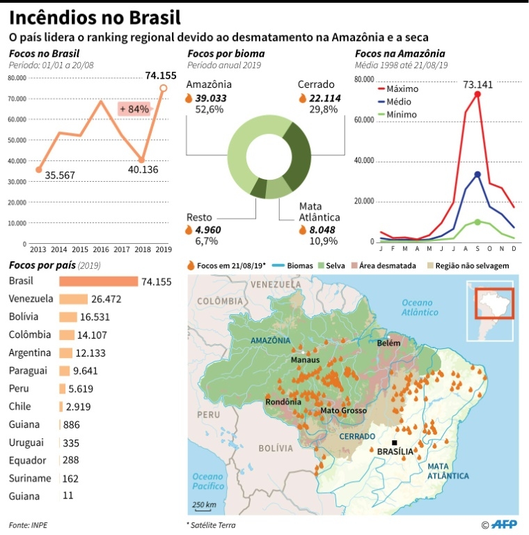 O aumento de queimadas na Amazônia provoca reação global